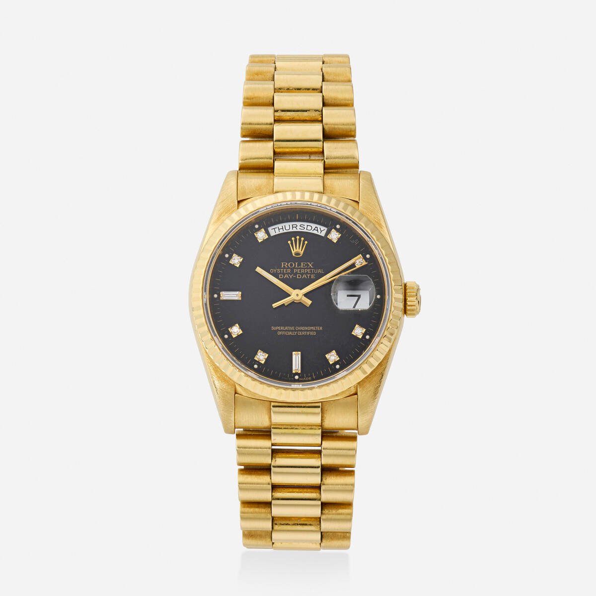 110 Rolex  'Day-Date' gold wristwatch, Ref. 18238  $10,000–15,000  result: $17,640